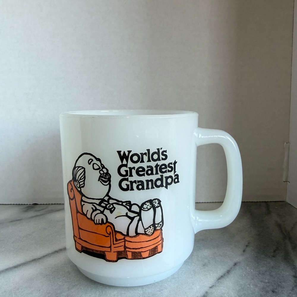 Vintage 1978 Glasbake Coffee Cup Mug CM Paula Co Worlds Greatest Grandpa